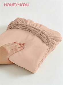 HONEYMOON 1pc Soft Comfortable Solid Color Fitted Sheet, Bed Cover Protector, Lightweight Breathable, 9.84 Inch/25cm Deep Pocket, Machine Washable, Fits All Bed Sizes, Suitable For Dorms And Guest Rooms (Pillowcase Not Included), Back To School Dorm Essentials, Bedding - Camel - View 1