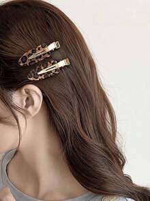 4/2/1pc Elegant Versatile Women's Leopard Print Hair Clips, Fashion All-Purpose Crocodile Clips For Side Bangs/Loose Hair, Christmas Hair Accessories - Multicolor - View 6