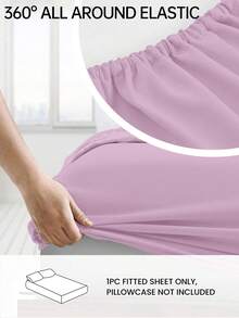 HONEYMOON 1pc Soft Comfortable Solid Color Fitted Sheet, Bed Cover Protector, Lightweight Breathable, 9.84 Inch/25cm Deep Pocket, Machine Washable, Fits All Bed Sizes, Suitable For Dorms And Guest Rooms (Pillowcase Not Included), Back To School Dorm Essentials, Bedding, Purple - Lilac Purple - View 2