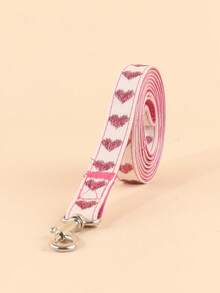 1 Set Velvet Lined Fashionable Purple Heart Print Collar And Leash, Suitable For Dog Walking Without Choking, Pet Supplies, Suitable For Wearing During Outings And Play, Fits Small To Medium Dogs - Red Violet - View 4