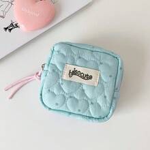 1pc Women's Coin Purse - Polka Dot Heart Mini Square Coin Purse, Korean Style Makeup Bag, Sanitary Napkin Storage Bag, Multiple Colors Available, Portable Cosmetic Storage Bag, Slot Compartment Design Suitable For Travel, Vacation, Home Use, Perfect Gift - Multicolor - View 11