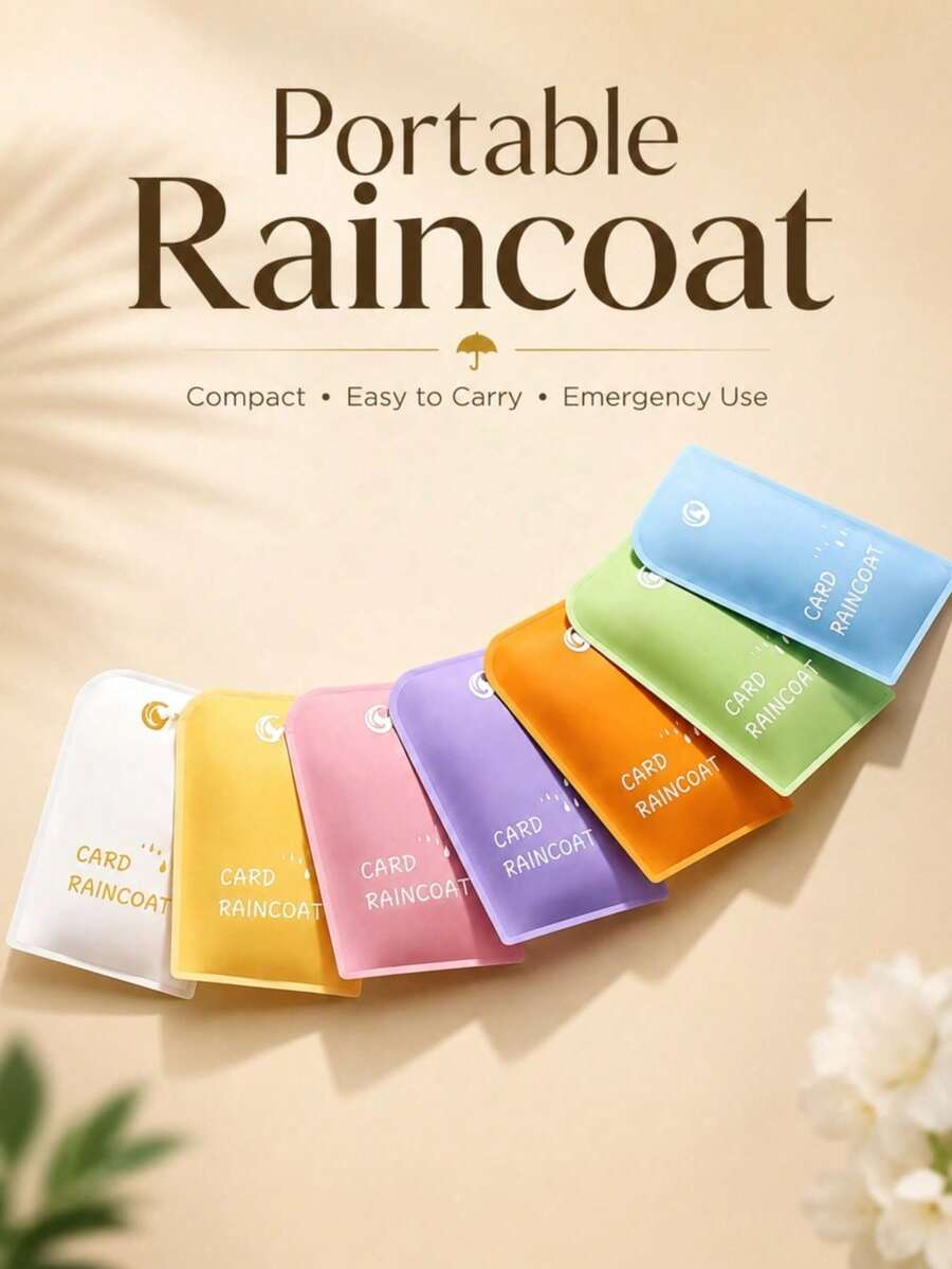 7pcs/1set Disposable Waterproof Rain Poncho, 7 Colors, Lightweight Hooded Raincoat, Unisex, Portable Emergency Rain Gear, Holiday Essential, Camping Essential, Travel Essential, Beach Essential, Suitable For Theme Parks, Concerts And Hiking
