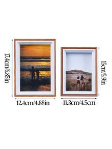 1pc Dual-Color Wood Grain Photo Frame, Desktop & Wall-Mounted Dual-Use Picture Frame, Rustic Home Memory Photo Display Frame, Bedroom Living Room Apartment Dorm Aesthetic Home Decor, Housewarming Birthday Gift - Brown - View 5