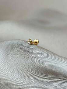 1 buah Anting-anting Perak Sterling 925 Bentuk Tetesan Air Mata, Jepitan Labret Tanpa Ulir, Bagian Belakang Datar, Anting-anting Tragus, Anting-anting Bagian Belakang Datar, Anting-anting Helix, Anting-anting Tulang Rawan - Emas - View 4