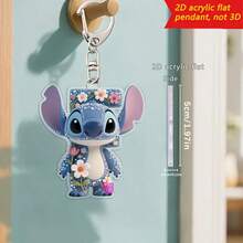 Disney Stitch Letter Embroidered Keychain, 26 'A-Z' Floral Cartoon Patterns, Acrylic Pendant With Chain, Suitable For Bags, Keys And Car Keys, Travel Accessory Gift, Cute Floral Keychain Design, Smooth Surface, Keychain, Decorative Keychain, Cartoon Keychain, Christmas Gift, Fan Gift, 2D Flat Gift, Holiday Gift, Home Decor - Multicolor - View 28