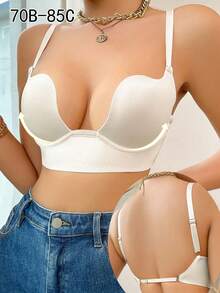 Contour Cup Women's Bra With Underwire Support, Cleavage Push-Up Soft Comfortable Lingerie - Apricot - View 5