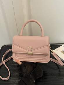時尚女款新款復古百搭馬鞍包 斜挎單肩包 質感紋理 - 粉色 - 查看 9