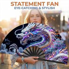 1pc Women's Handheld Fan, Vintage Pattern Design, Bright Vintage Style, Lightweight And Portable, Suitable For Daily Use, Outdoor Activities And Party Occasions, Ideal Fashion Accessory - Hand Fan - View 5