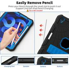 1pc Stock Case Compatible With Ipad 10th Generation 2022(10.9 Inch) (A16) 11 Inch 11th Generation 2025 11(A16 2025), Heavy Duty Military Grade Rugged Protective 10.9" 11'' Cover With Built-In Stand Compatible With Ipad 10 Gen 10.9 Inch Tablet Case - Black + Sky Blue - View 7