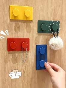 Home Wall Hooks, Building Block Style, Colorful Design, Strong Adhesive Backing, No-Drill Installation, Mark-Free And Aesthetic, High Load-Bearing And Stable Performance, Can Hang Coats, Scarves, Bags, Suitable For All Indoor Walls - View 5