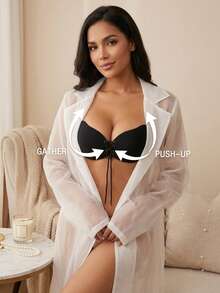 Front Lace Up Sticky Bra Strong Adhesive Invisible Push Up Strapless Backless Lightweight Seamless Reusable Gathering Lift Women Intimates Accessories - Multicolor - View 13