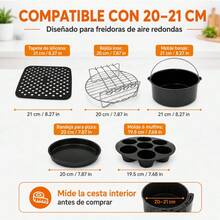 5-Piece Air Fryer Accessory Set For 20-21 Cm Baskets, Includes Cake Barrel, Pizza Pan, 304 Stainless Steel Rack, Muffin Mold And Silicone Mat - View 6