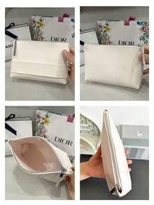 Lancôme White Faux Leather Cosmetic Bag, Zippered Makeup Pouch With Embossed Brand Logo, Portable And Durable, Suitable For Travel, Personal Use And Gifting, LANCOME‑GIFT‑9 - White - View 5