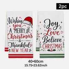 2PCS Kitchen Towels Minimalist Christmas Blessing Print 40*60cm Simple Style Rectangular Microfiber Kitchen Towels, Dish Cloths, Tablecloths, Hand Towels, Bathroom Kitchen Decor, Christmas Home Decor, Neighbor Housewarming Gift, Perfect For Kitchen And Bathroom Use, Suitable For Housewives And Family Gatherings Gift, High Cost-Performance, Household Essential - White - View 12