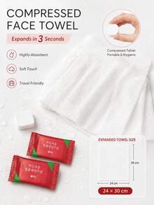30/20/10/1PC Disposable Compressed Towels, Portable Individually Wrapped Compressed Face Towels, Travel Candy Packaging, Compressed Cleansing Towels, Portable Travel Face Towels, Face Cloth, Absorbent Face Cloth, Travel Essentials, Disposable Face Towels. - Multicolor - View 5