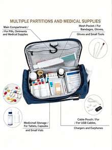 Portable Pill Bag, Medicine Pattern, Multi-Compartment Medicine Storage Bag, Multi-Functional Handbag - Multicolor - View 9