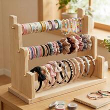 1pc Wooden Desktop Jewelry Holder, Can Hold Bracelets, Bangles, Washi Tape, Keychains And Bracelets. Detachable Design, Perfectly Stores Pendants, Hair Accessories And Keychains. No Electricity Required - Wood Color - View 1