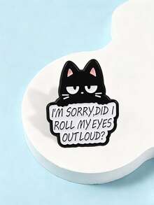 1pc Black Cat Enamel Brooch With Humorous Slogan, Cartoon Kitten Metal Pin, Suitable For Backpack, Jacket, Clothing Decoration - Multicolor - View 7