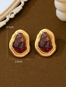 1 par de pendientes elegantes y vintage con forma asimétrica minimalista, accesorio versátil para el transporte - Café - Ver 4