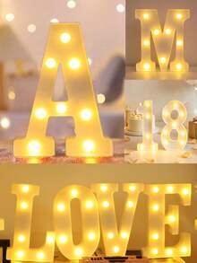 1pc 21cm White Luminous Letter Light, LED Letter Lamp,Light Up Alphabet Letters, Battery Operated DIY Spelling Letter Lights For Celebration, Indoor Room Decoration, Wedding Proposal Decoration, Birthday Party Decoration Letter Light Board - White - View 2