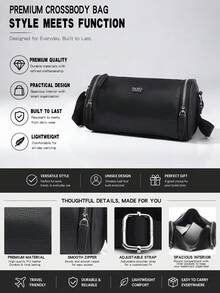saroxi Men's Fashionable Personalized One Shoulder Crossbody Bag, Black Travel Outdoor Hiking Holiday Gift, Large Capacity Lightweight Youth Student Essential Small Bag, Multi-Functional Suitable For Commuting Casual Crocodile Pattern - Multicolor - View 6