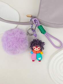 1pc Cute Keychain, Cartoon Fluffy Bag Charm, Adorable Women's Bag Pendant, Car Key Ring Charm, Suitable For Backpack, Handbag, Tote Bag, Key Decoration, Birthday Gift, Friend Small Gift And Daily Accessory - Multicolor - View 5