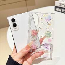Ins Starry Sky Transparent Phone Case, Compatible With Samsung Galaxy Z Fold8, Wide Screen Folding Flip Cover Phone Case, Unisex Anti-Drop Protective Shell - Pink - View 9