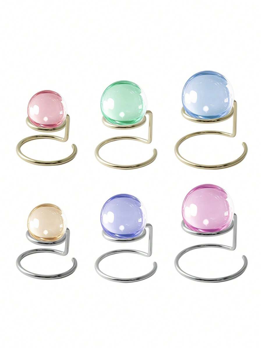 1pc Multi-Size Double-Layer Ring Metal Crystal Ball Base Stand, Rose Gold/Silver Vintage Iron Art Display Rack, Desktop Creative Storage Rack For Decorations, Crafts, Round Ball Ornaments - View 1