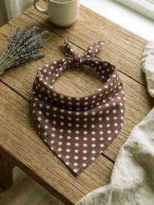 1pc Brown Polka Dot Polyester Pet Bandana Bib Happy Puppy Series Accessory Suitable For Bichon, Teddy And Other Small And Medium-Sized Dogs And Cats All Year Round Indoor And Outdoor Play Not Suitable For Large Dog Breeds - Brown - View 11