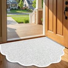 1pc Semi-Circular Wavy Edge Durable Floor Mat, Warm Brown, No Pattern Design, Bathroom Mat, Low-Key Elegant, Enhance Entryway Atmosphere, Door Mat, Small Rug, Welcome Mat, Carpet, Mat, Outdoor Door Mat, Kitchen Rug, Home Decor, Front Door Mat, Small Area Rug, Outdoor Mat, Home Decor, Area Rug, Garden Rug, Washable Rug - A - View 17