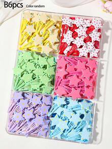 12/6/1pc Girls Multi-Color Bangs Clip BB Hair Clip Five-Pointed Star Hair Accessory Durable Sweet Versatile For Daily Use - Multicolor - View 9