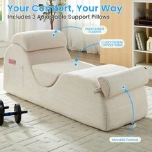 Modern Corduroy Adjustable Lounge Sofa, Washable Fabric Couch With Solid Wood Frame For Home Use - Beige - View 5