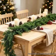 Dense Pines Realistic Touch Garland Ornaments, Greenery Artificial Pine Cypress Garlands For Christmas Holiday Mantle Fireplace Table Home Decor Real Touch Artificial Pine Greenery Christmas Garlands For Table Fireplace Wall Home Indoor Outdoor Decor - Green - View 11