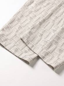 Men's Vintage Plaid Jacquard Wide Leg Knit Drawstring Elastic Waist Textured Straight Casual Long Pants - Apricot - View 7