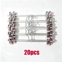 Non-Slip Pants Hanger, Space-Saving Pants Storage Rack, Multi-Function Pants Hanger For Student Dorms, No-Drill Jeans And Scarf Storage Organizer, Stainless Steel Foam Non-Slip Pants Clips - Pink - View 8