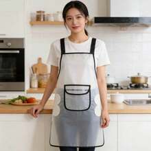 1pc Women's Elegant Semi-Transparent TPU Apron, Kitchen Cooking/Art Studio/Hair Salon Work, Oil-Proof & Water-Proof With Large Wipeable Pockets, Multiple Colors Available - 110cm / 43.31in - View 4