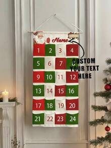 Customized Text Christmas Advent Calendar - 24-Slot Countdown Reusable Hanging Pockets, Perfect Holiday Gift And Decoration - Multicolor - View 3