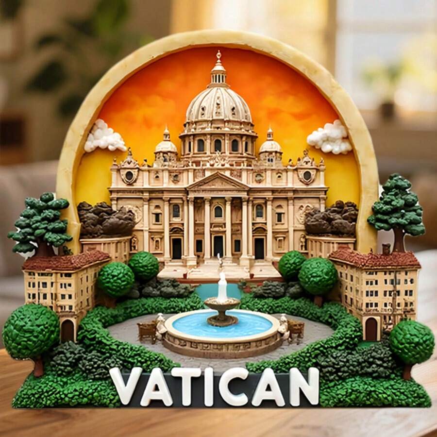 Vatican Arched Frame St. Peter's Basilica And Square Where Faith Rises In Quiet Majesty Keepsake For All Metal Surfaces Throughout The Home - A - View 1