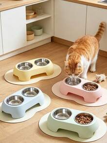 2-In-1 Cat Feeder & Water Dispenser - Dual Bowl, Easy-Clean Pet Food & Water Dispenser With Cute Cat Design, Multiple Colors For Healthy Cat Diet, Cat Feeder And Water Dispenser, Playful Design, Durable Plastic - Multicolor - View 4