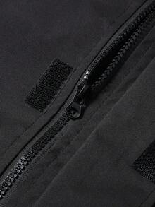 Men's Techwear Hooded Softshell Jacket, Spring/Autumn Multi-Zipper Design Workwear Jacket, Outdoor Waterproof Hiking Coat - Black - View 5