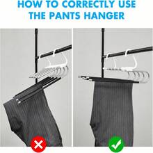 1pc Space-Saving Pant Hanger, Non-Slip Stainless Steel Multi-Function Pant Rack, Multifunctional Pant Hanger Stainless Steel Wardrobe Storage Rack, Pants, Jeans, Scarf Hooks, Magic Casual Pants Jeans Hanger, Versatile High-Quality Metal Wardrobe Storage Rack, Suitable For Leggings - Multicolor - View 12