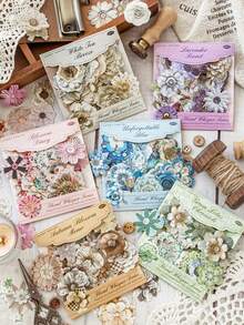 1 Pack/50 Sheets Floral Pattern Theme Planner Stickers, Vintage Creative Aesthetic Stickers, DIY Decoration Collage Handmade Materials, Holiday Gift, Personalized Scrapbook School Stationery Supplies, 1 Piece - Multicolor - View 7