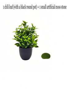 Small Artificial Potted Plants/Faux Moss Stones (1, 2, Or 3 Piece Set) - Green Plants With Black Pots; Suitable For Home Decor, Office, Dining Table, Farmhouse Style Spaces, Patio And Bathroom. - Black - View 23