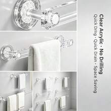 Transparent Punch-Free Acrylic Bathroom Towel Rack, Slipper Hanger, Convenient For Draining, Space-Saving, Multiple Combinations Available, Suitable For Kitchen, Bathroom, And Toilet Storage - White - View 4
