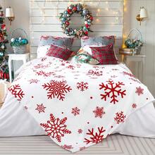 Christmas Snowflake Print Fleece Blanket, Holiday Theme Home Decor, Soft Warm Comfortable, Suitable For Winter Bedding, Sofa Throw And Gift - Multicolor - View 3