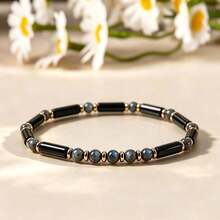 Gelang Manik-Manik Labradorit & Agate Hitam 4mm Melambangkan Kekayaan, Menolak Energi Negatif, Perhiasan Spiritual Batu Alam Gaya Vintage, Cocok untuk Pemakaian Sehari-hari - MultiWarna - View 3