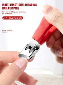 1pc Stainless Steel Large Head Angled Nail Clipper, Heavy Duty Toenail Clipper For Thick Nails - Multicolor - View 3