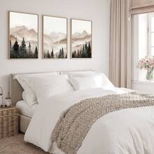 1pc/3pcs Abstract Forest Mountain Wall Art, Modern Minimalist Foggy Landscape Poster Prints, Neutral Nature Wall Art, Pine Forest Prints, Rustic Cabin Decor, Nature Posters, Framed/Frameless - Landscape - View 4