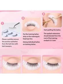 False Eyelash Tool Set, Model Head, Tweezers, Brush, Practice Eyelashes, Dense Eyelash Positioning Stickers, Cleaning Brush, Glue Ring Set, Tools For Beginners To Practice Eyelash Extensions - Dusty Pink - View 10