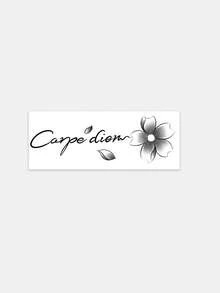 1pc Temperature‑Sensitive Color‑Changing Flower With Latin Quote Temporary Tattoo Sticker, Realistic Fake Tattoo Design, Suitable For Daily Wear, Bachelorette Party Favors, Music Festivals, Games, Graduation Gifts, Lasts 3‑5 Days - Multicolor - View 5
